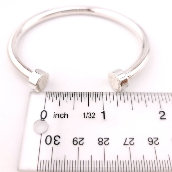 Return To Tiffany & Co. Sterling Silver 5mm Wide Circle Edge Cuff 7" In Bracelet - Picture 7 of 14